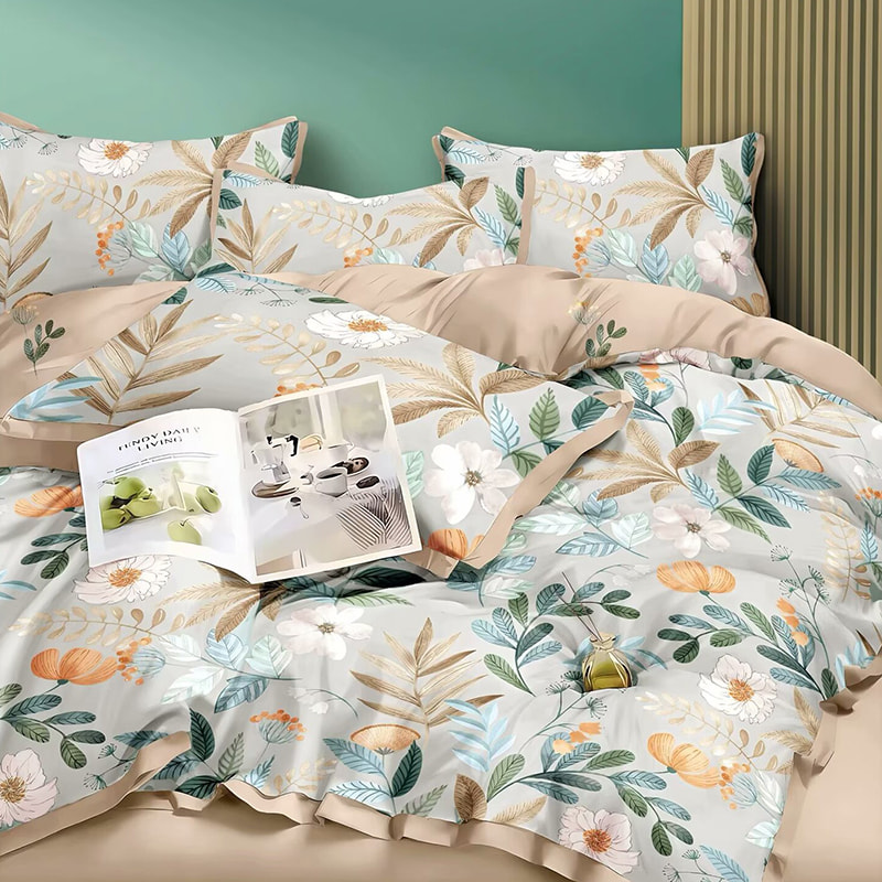 13372 Ensemble de draps de lit en coton pur de haute qualité doux