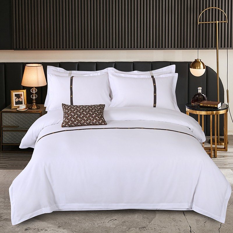 Ensemble de draps de lit en coton pur en lin solide