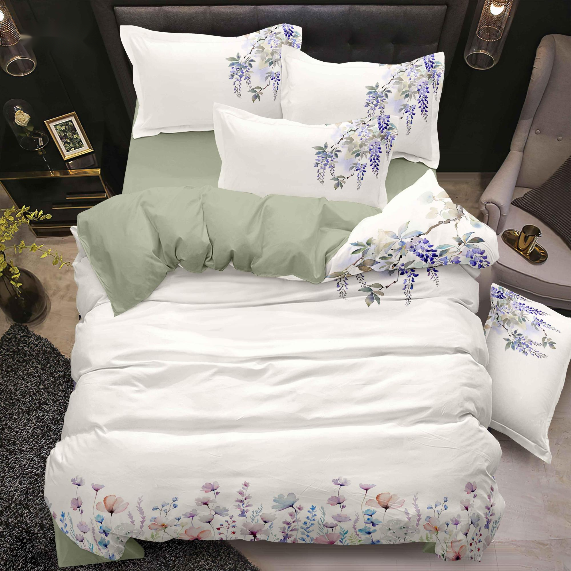 Ensemble de draps de lit imprimé numérique Flower Confort vibrant
