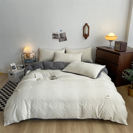 Ensemble de draps de lit en polyester design lisse minimaliste