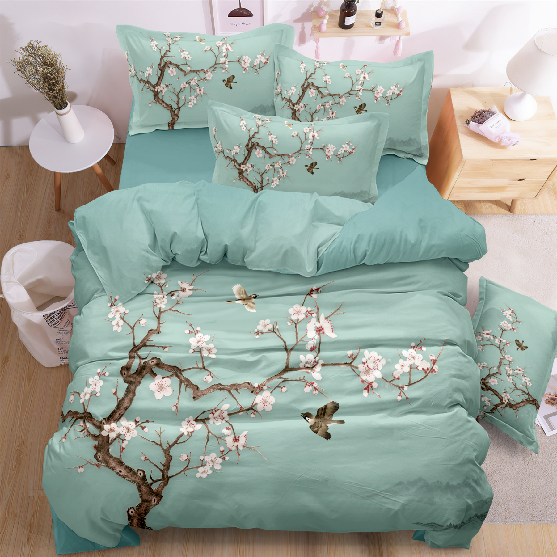 Ensemble de draps de lit imprimé numérique fleur vibrant confortable