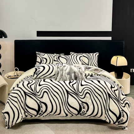 Ensemble de literie en velours de lait imprimé Élégance en peluche