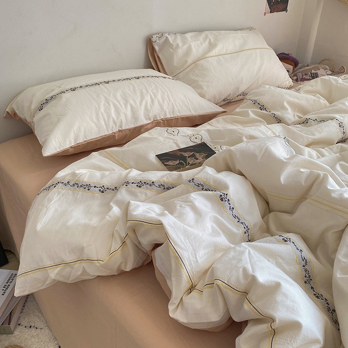 Ensemble de draps de lit en coton pur litière confortable