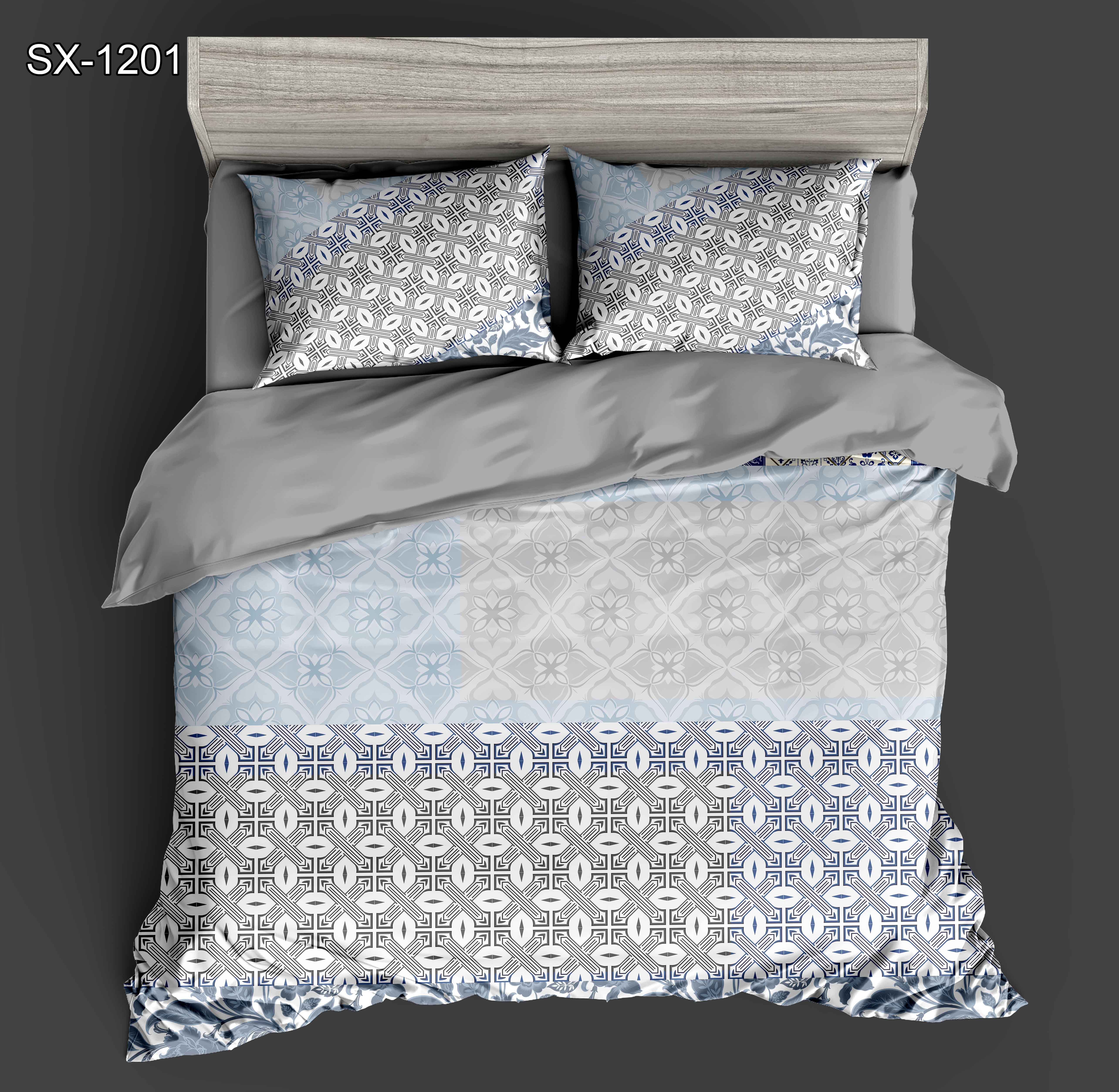 Ensemble de draps de lit imprimé numérique 5D avec conception de motif géométrique