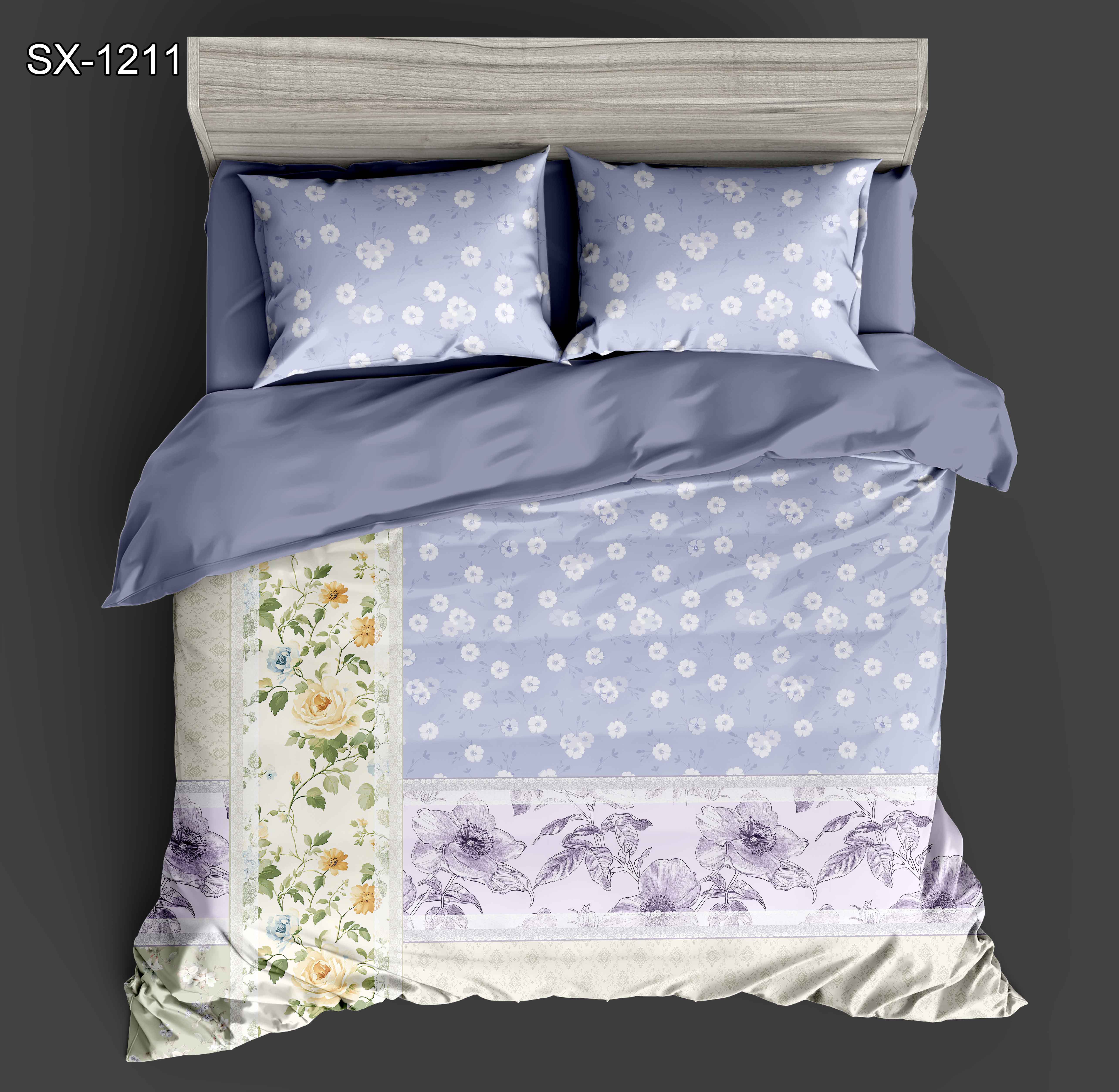 Ensemble de draps de lit imprimé numérique 5D avec conception de motifs floraux et vintage à patchwork