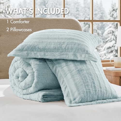 Ensemble de housse de couette en fausse fourrure, ensemble de literie en peluche ultra douce avec Texture nervurée, ensemble de housse de couette de luxe confortable