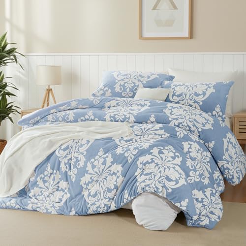 Couette d'hiver en flanelle imprimée Burnout, couette en peluche bohème avec envers en microfibre ultra douce, literie chaude toutes saisons