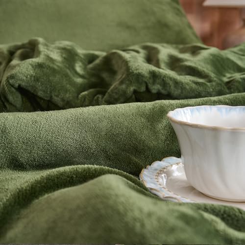 Ensemble d'édredon en velours vert forêt – Ensemble de literie matelassé ultra doux 3 pièces