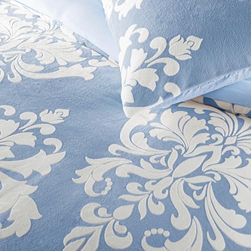 Couette d'hiver en flanelle imprimée Burnout, couette en peluche bohème avec envers en microfibre ultra douce, literie chaude toutes saisons
