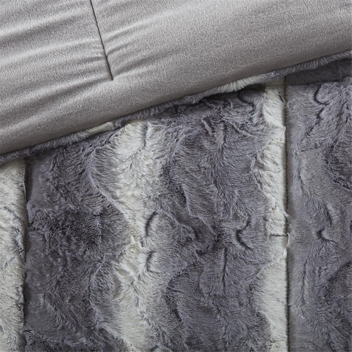 Ensemble de housse de couette en fausse fourrure de vison, ensemble de literie en peluche matelassée avec fausse fourrure en microfibre douce, ensemble de housse de couette moderne et confortable